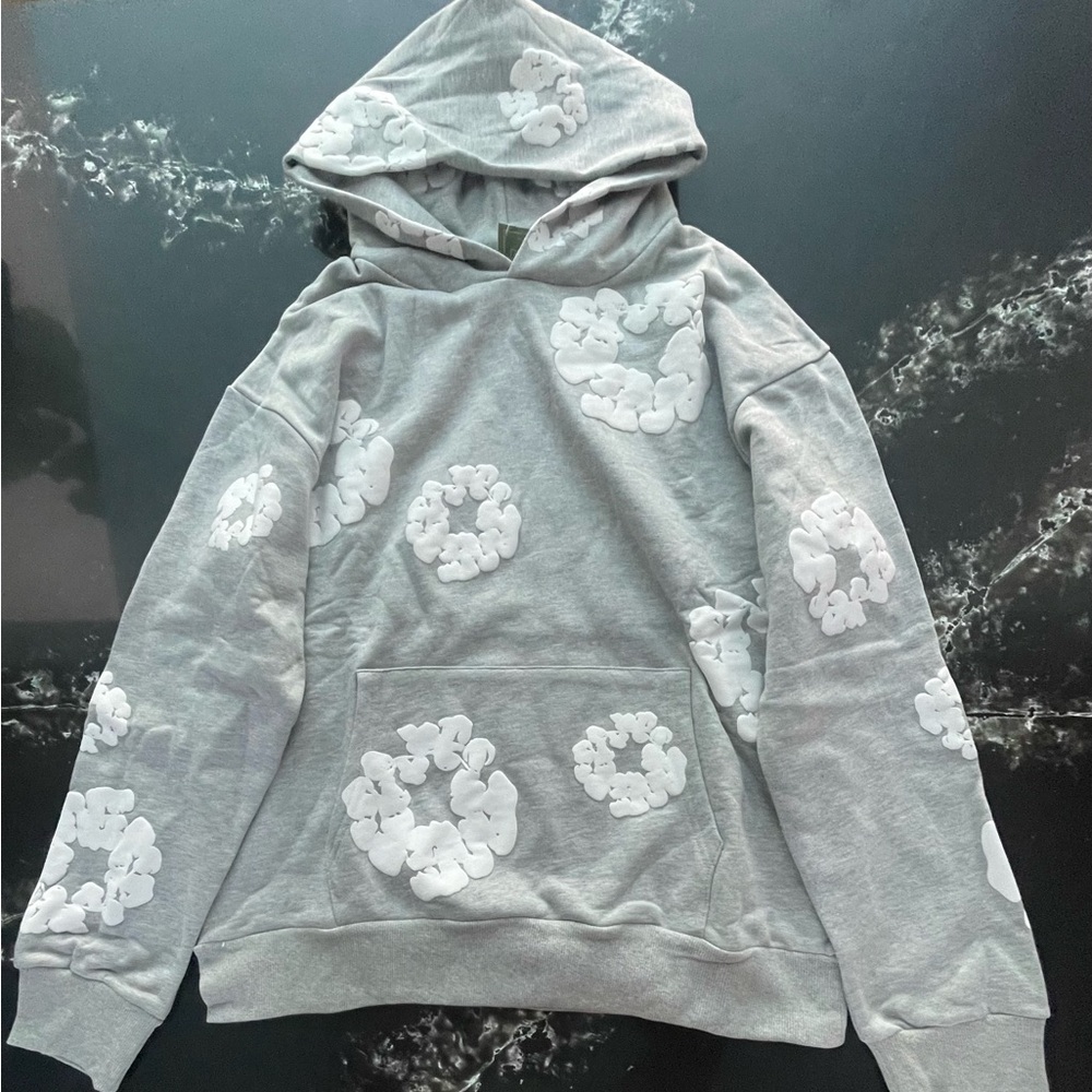 grey denim tears cotton wreath hoodie